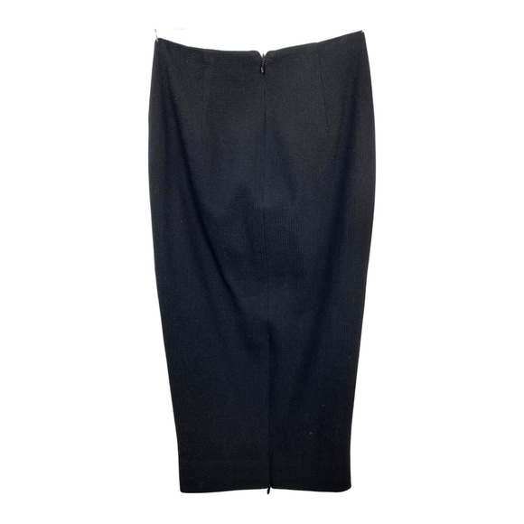 Intermix Jacquard Black High Waisted Pencil Skirt with Adjustable Slit - Picture 4 of 8